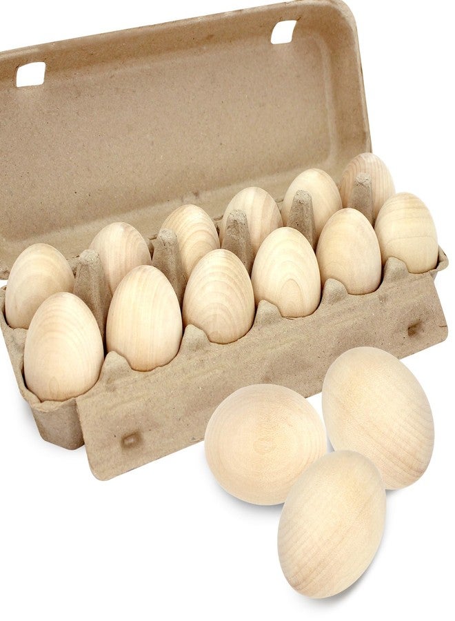Pseutio 12 PCS Wooden Eggs to Paint Fake Easter Eggs Unpainted Faux Wooden Eggs for Crafts, Easter Decorations, Get Hens to Lay Eggs - Image 1